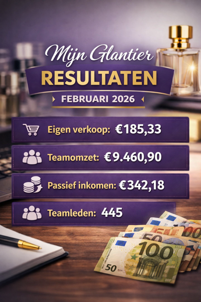 Glantier resultaten februari 2026 omzet teamomzet passief inkomen